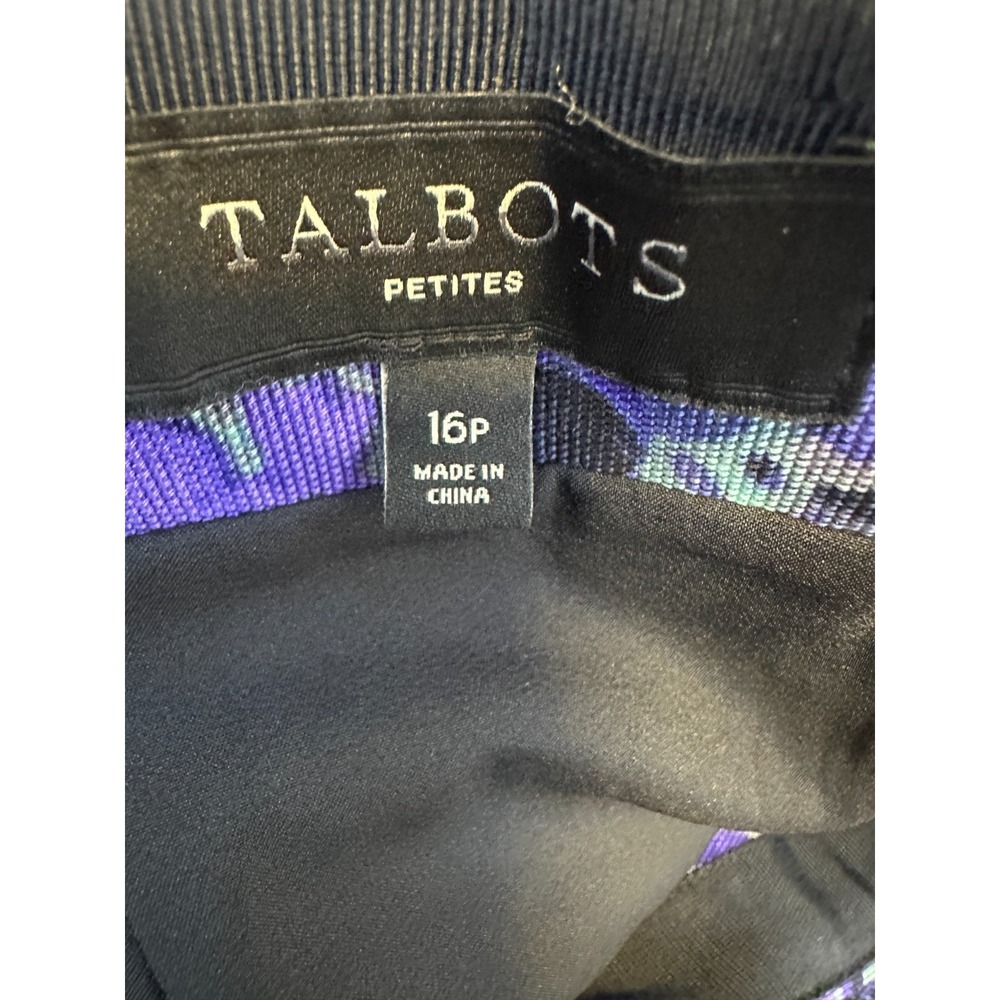 Talbots Petites Women 16P Purple Teal Floral Pencil Skirt Lyocell Cotton CN2806 - Picture 3 of 12